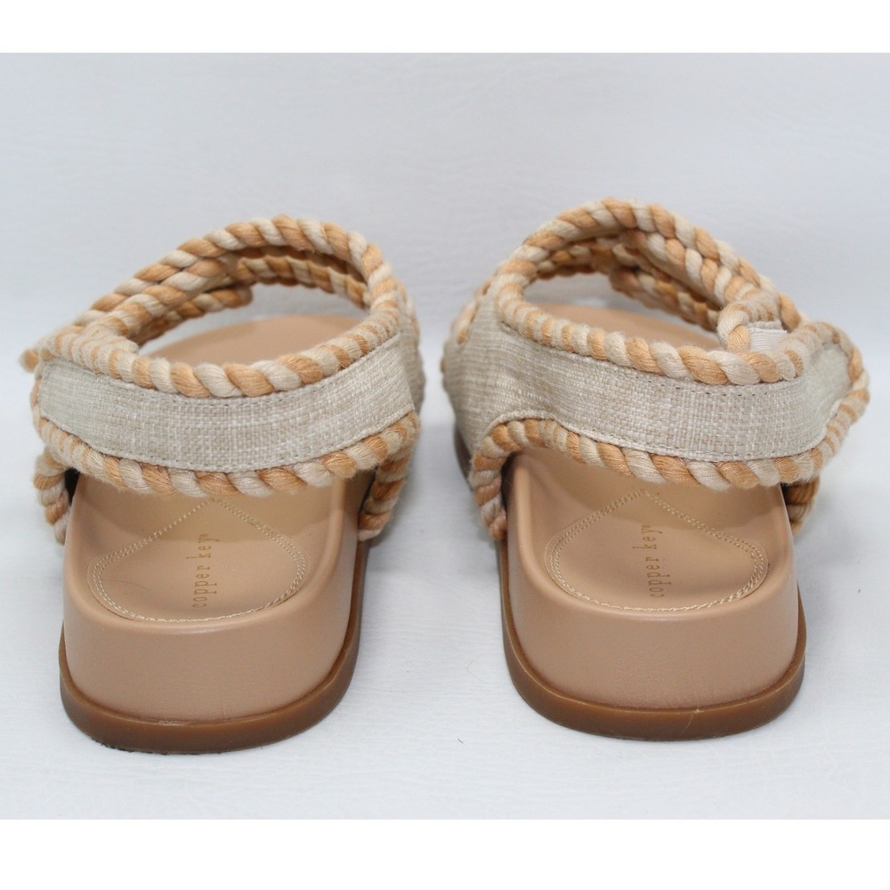 Copper Key Womens Linen Rope Trim Platform Sandals Beige Tan Strappy 9.5M - Picture 3 of 8